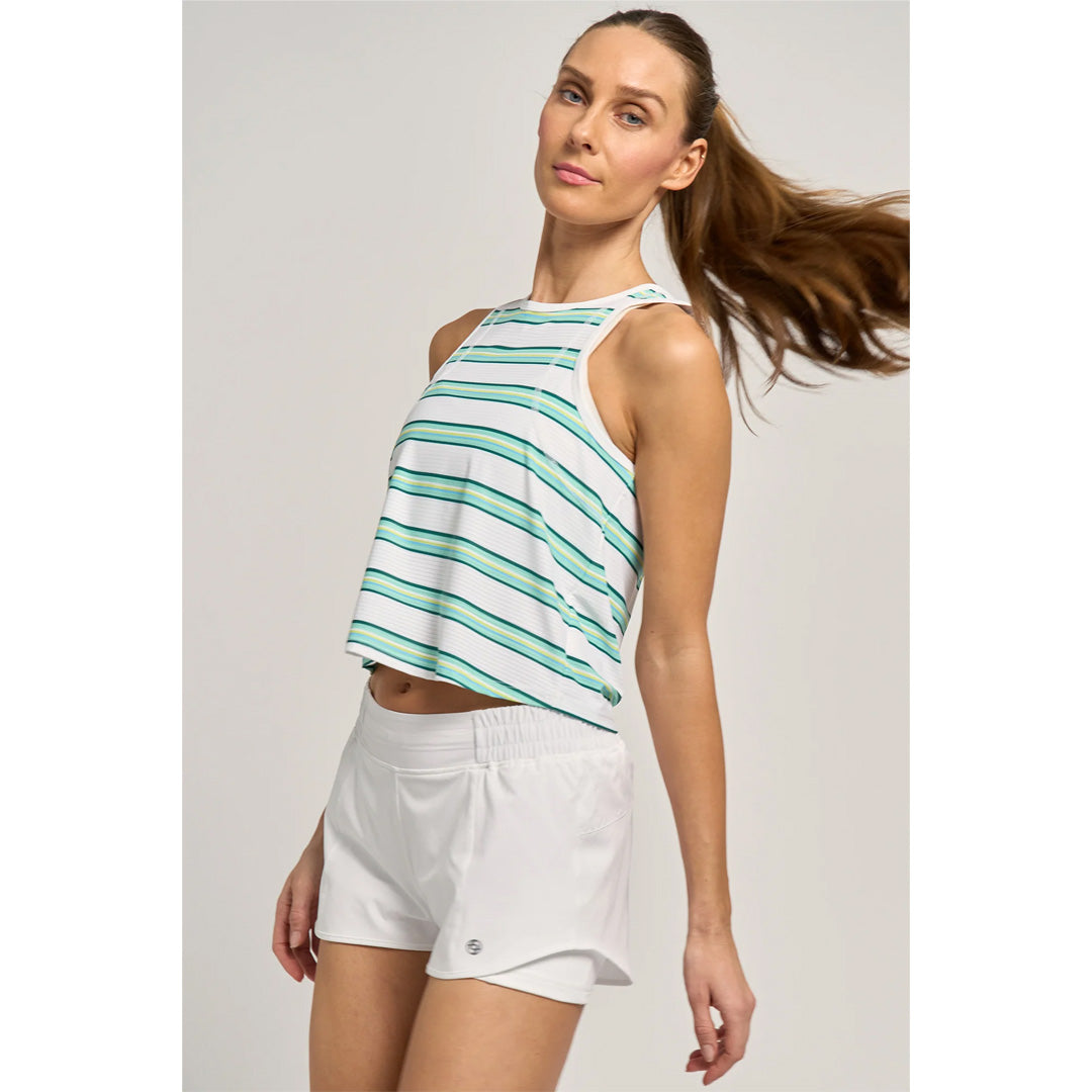 Lija Women's Match Point Shift Printed Tank - Everglade Stripe