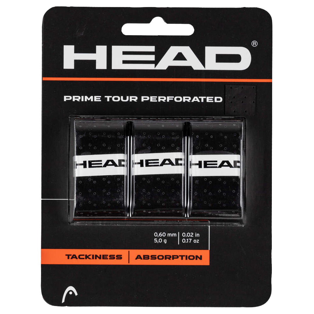Head Prime Tour Perforated Overgrip - 3 Pack - Black