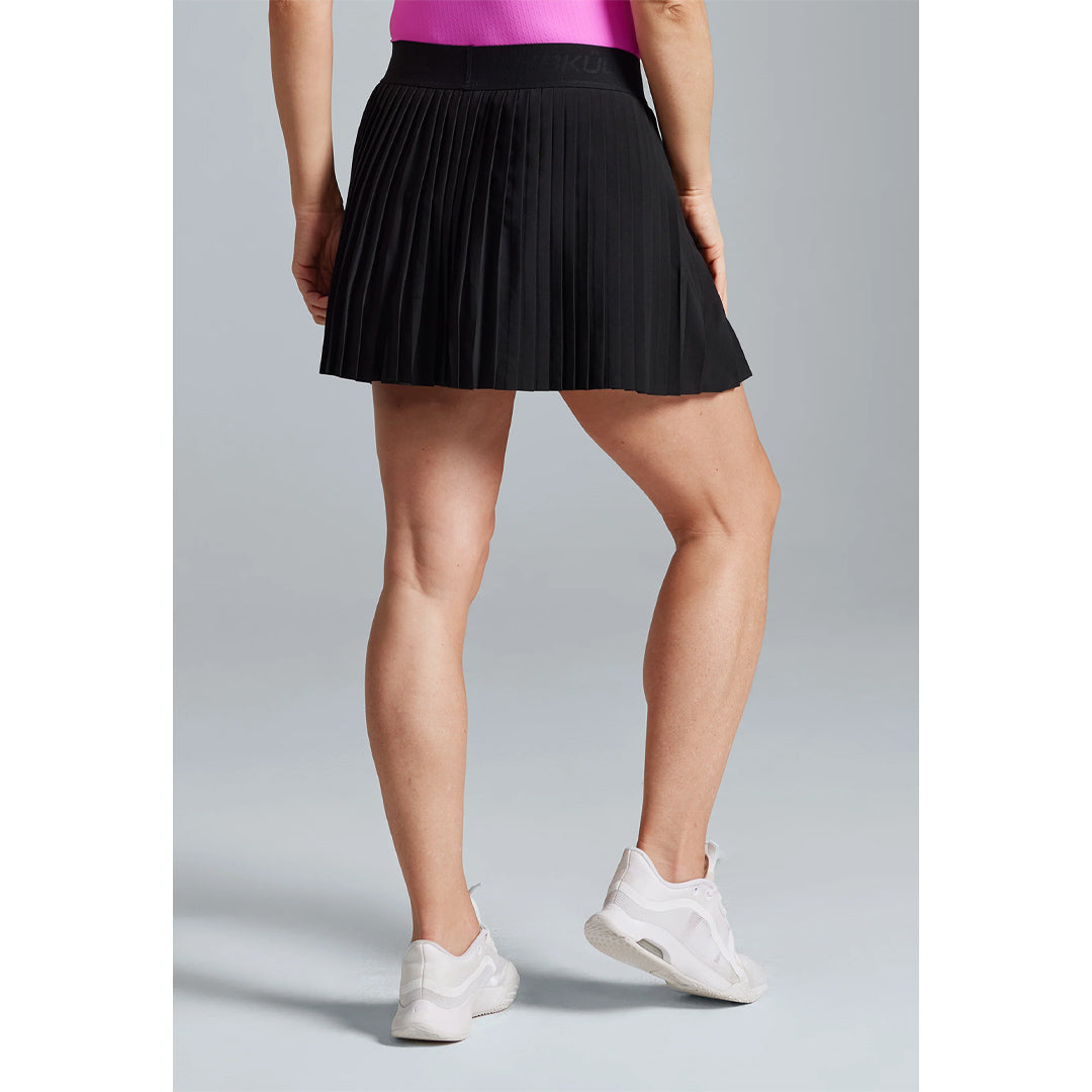 Ibkul Women's Solid Pleat 13" Skort - Black