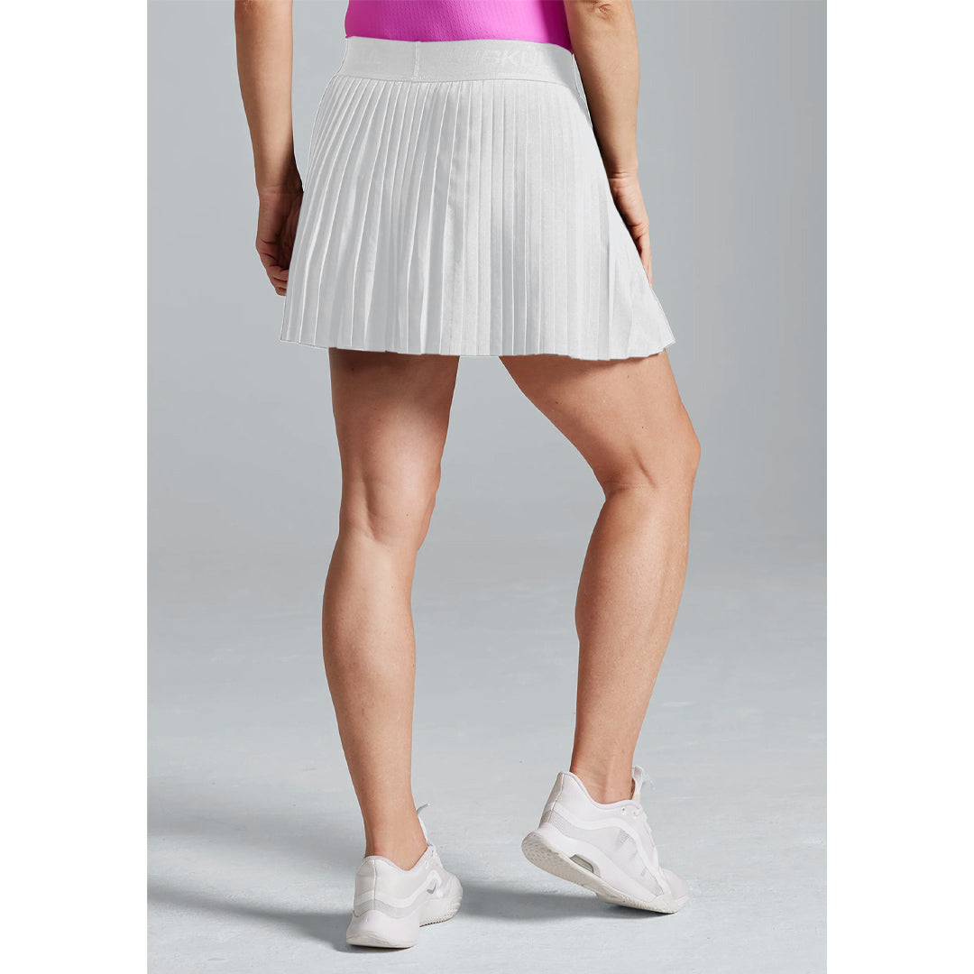 Ibkul Women's Solid Pleat 13" Skort - White