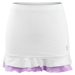 Sofibella Girls Fun Stripes Ruffle Skort - White/Lavender
