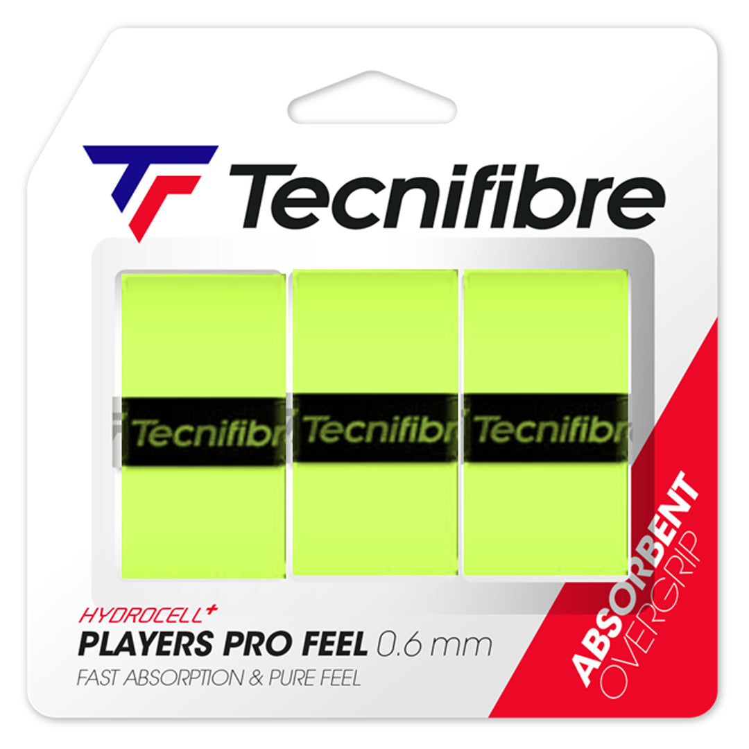 Tecnifibre Players Pro Feel Overgrip - 3 Pack - Neon Yellow