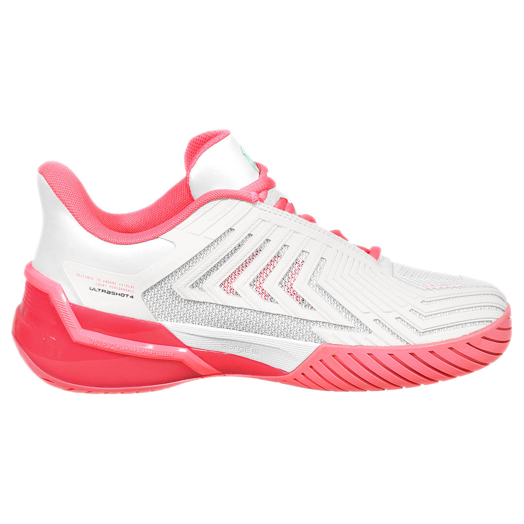 K-Swiss Women's Ultrashot 4 - White/Neon Pastel Pink