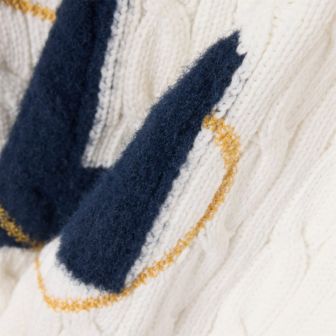 Lacoste Women's Embroidered Intarsia Cable Knit Sweater - White