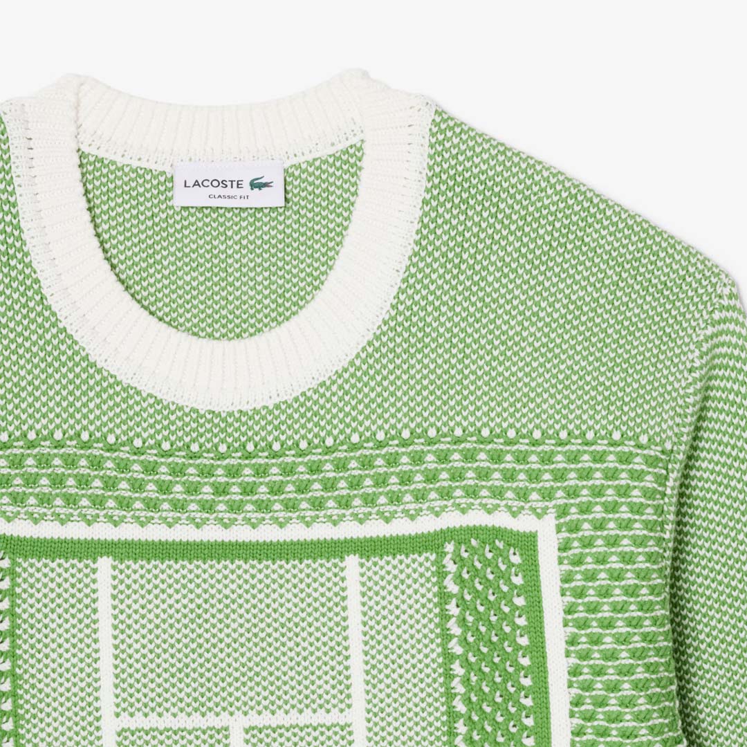 Lacoste Men's Court Graphic Jaquard Sweater - Green/White