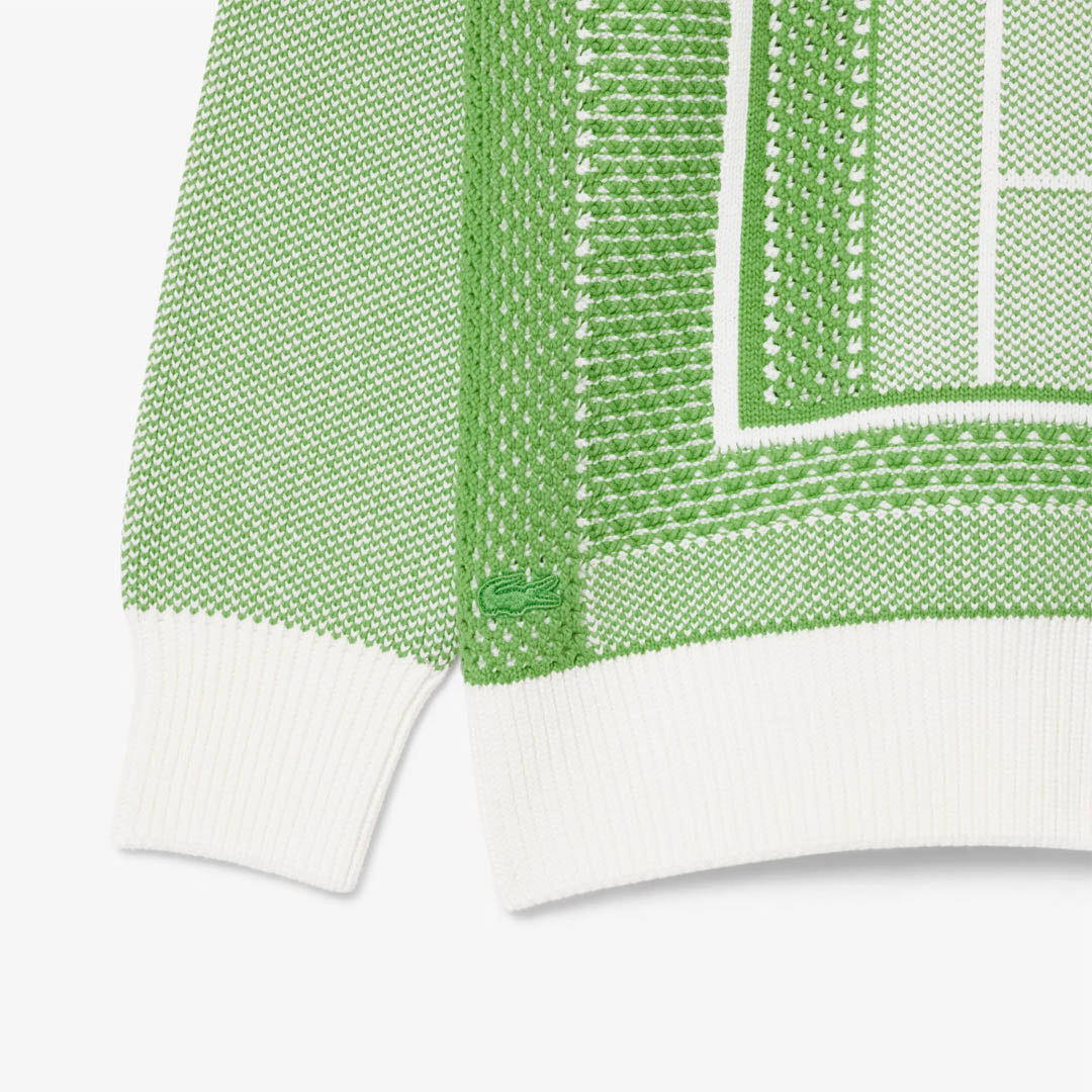 Lacoste Men's Court Graphic Jaquard Sweater - Green/White