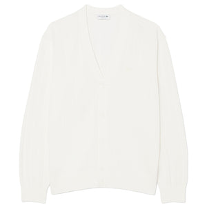 Lacoste Men's Ribbed Cotton Blend Cardigan - Flour
