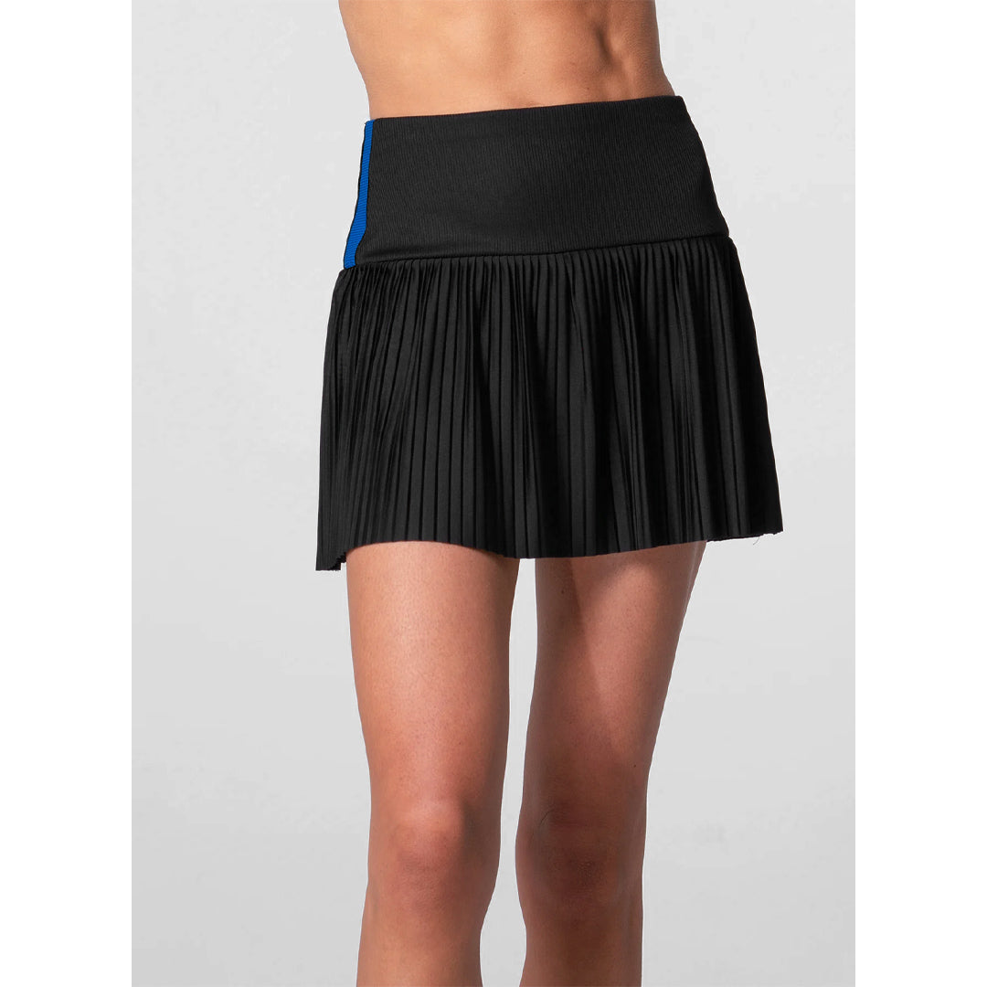 Lucky In Love Women's Racer Rib Pleated Skort - Black