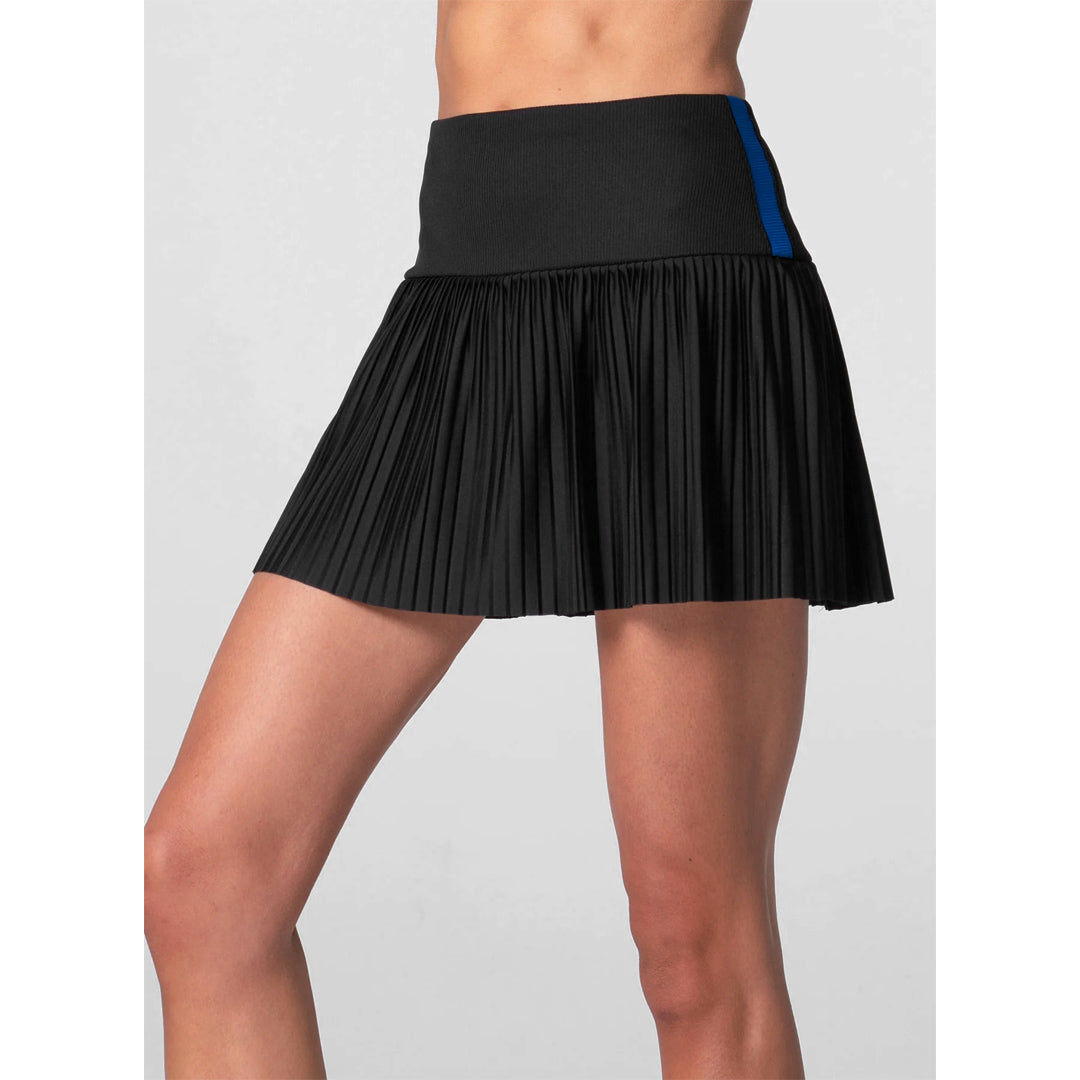 Lucky In Love Women's Racer Rib Pleated Skort - Black