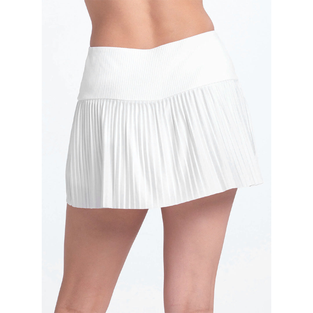 Lucky In Love Women's Weave It To Me Racer Rib Pleated Skort - White