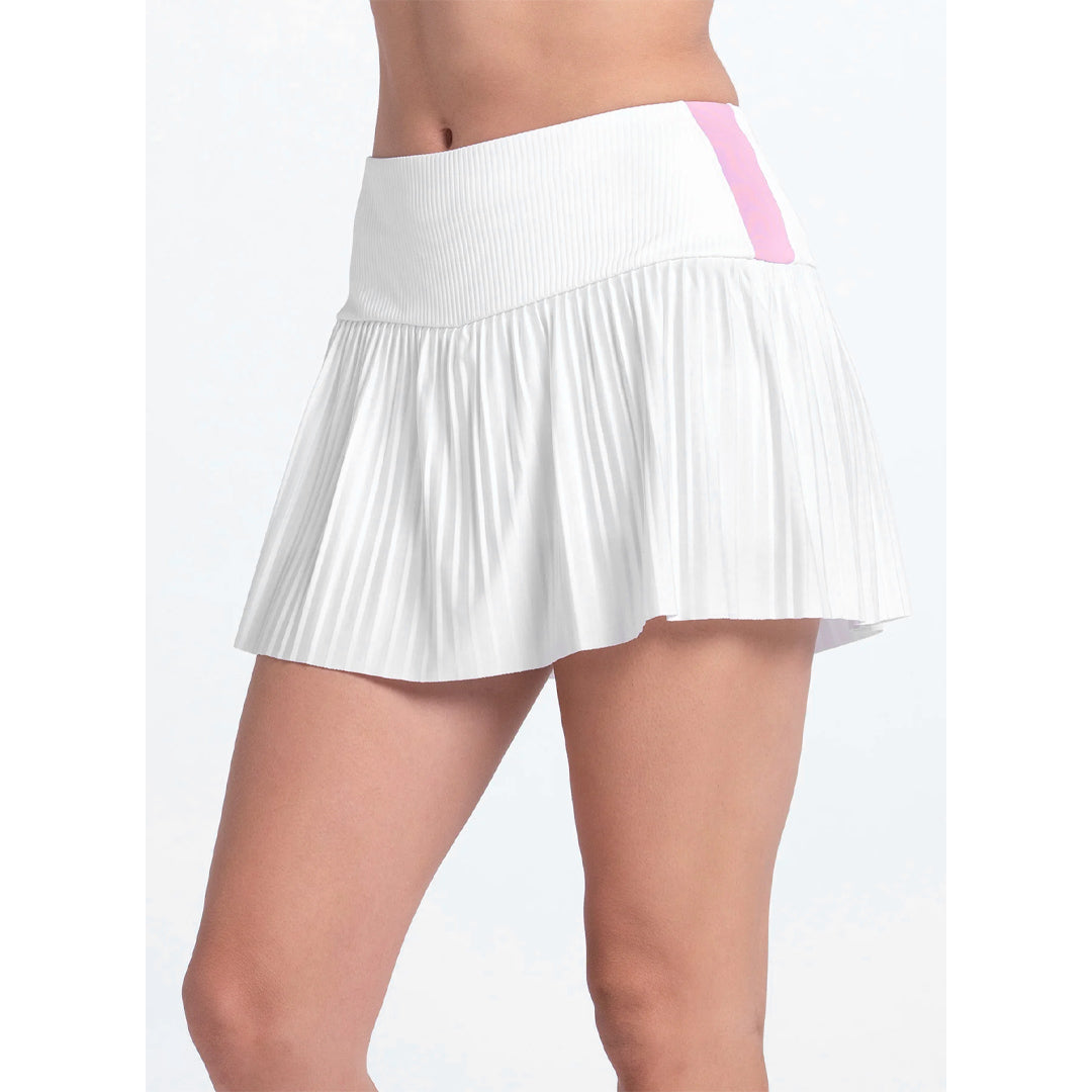 Lucky In Love Women's Weave It To Me Racer Rib Pleated Skort - White