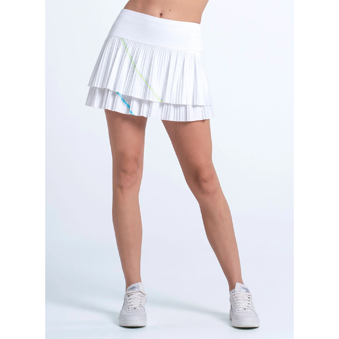 Lucky In Love Women's Lavish Lane Stroke Pleated Skort - White/Multi