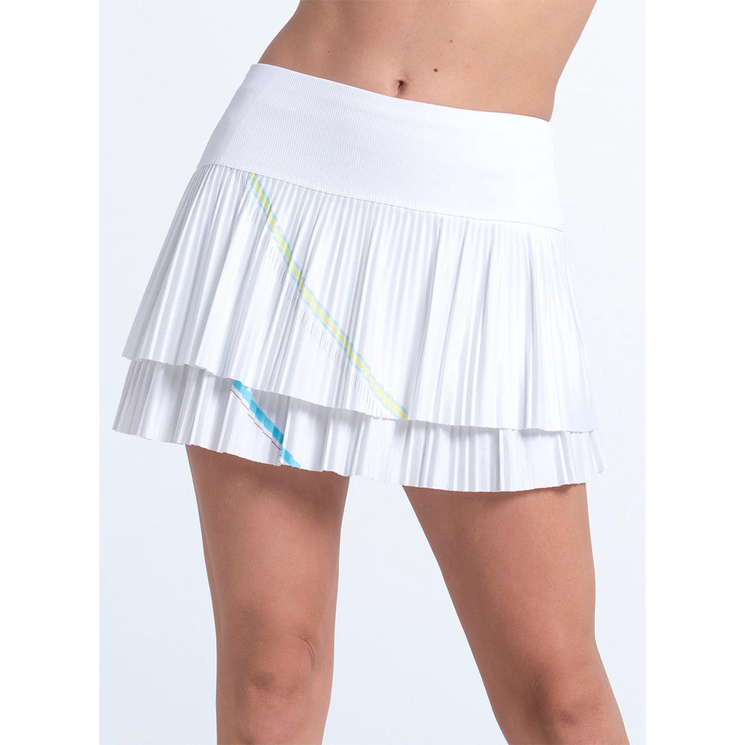 Lucky In Love Women's Lavish Lane Stroke Pleated Skort - White/Multi