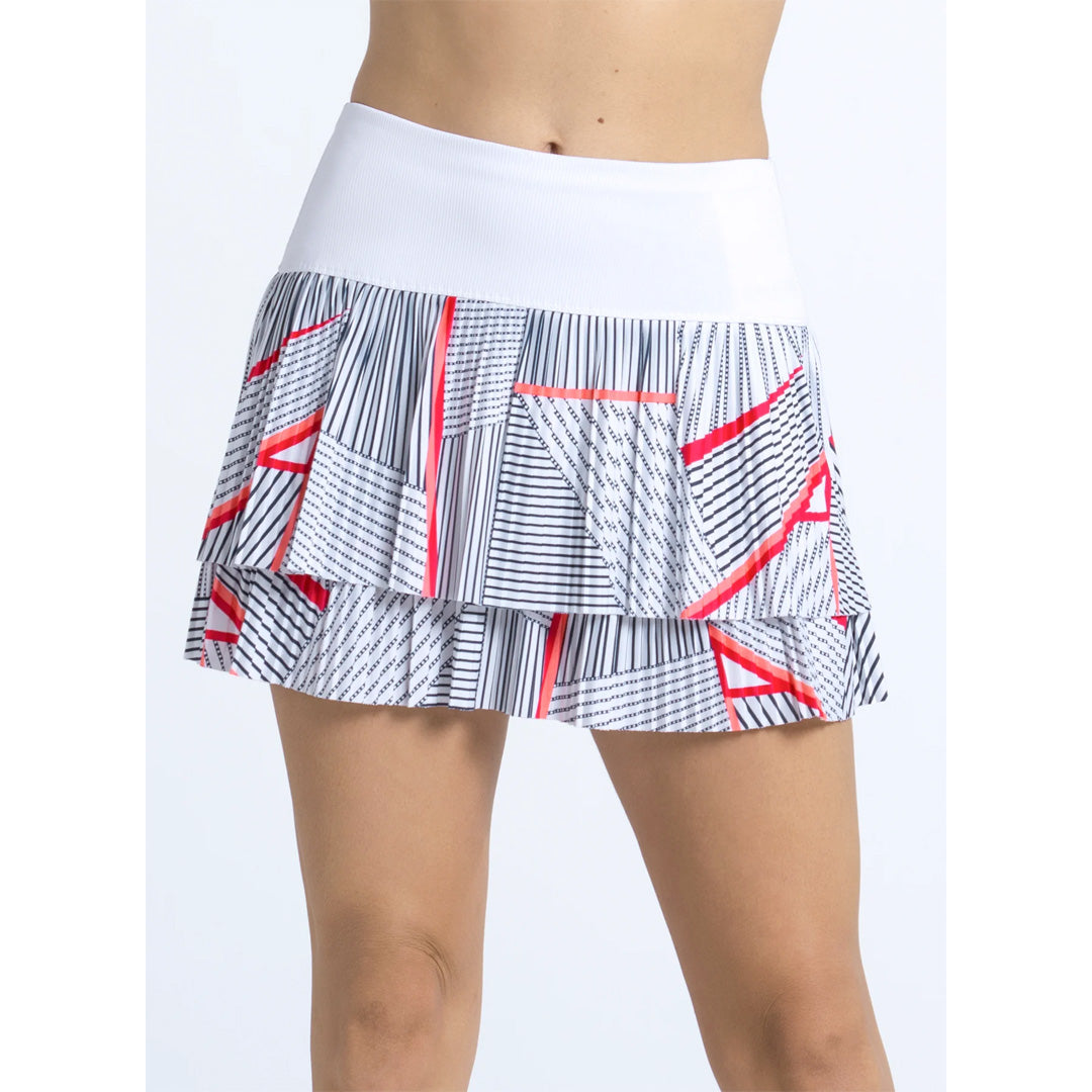 Lucky In Love Women's Glow Set Geo Glow Pleated Skort - White/Multi