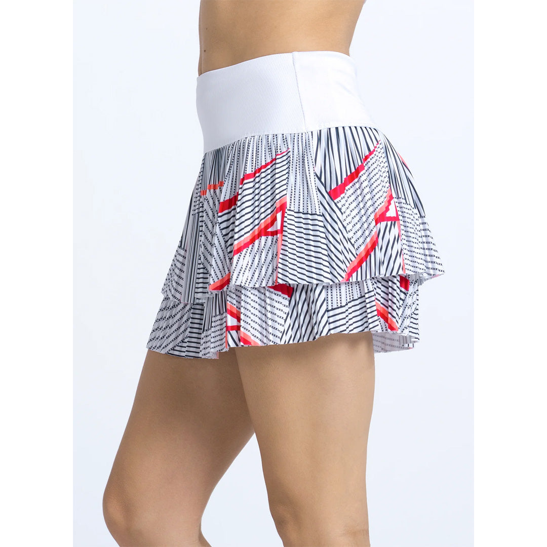 Lucky In Love Women's Glow Set Geo Glow Pleated Skort - White/Multi