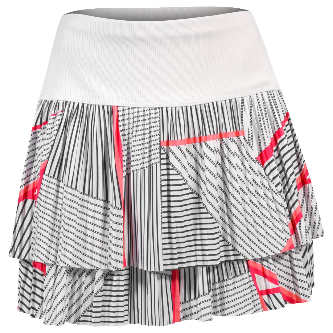 Lucky In Love Women's Glow Set Geo Glow Pleated Skort - White/Multi