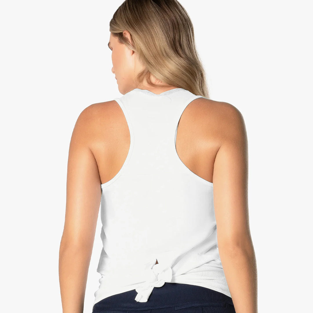Lucky In Love Women's Easy Game Tie Tank - White