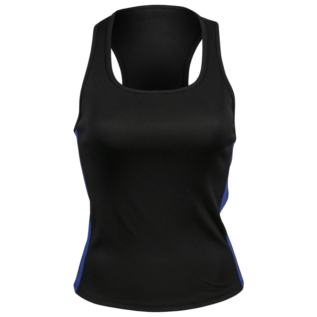 Lucky In Love Women's Racer Rib Tank - Black/Blue