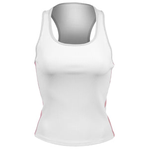 Lucky In Love Women's Weave It To Me Racer Rib Tank - White/Pink