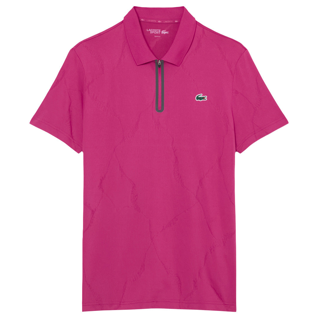 Lacoste Men's Ultra Dry Jacquard Tennis Polo - Rubine Red