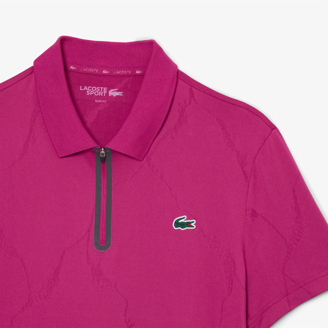 Lacoste Men's Ultra Dry Jacquard Tennis Polo - Rubine Red
