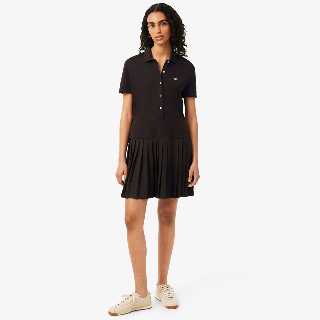Lacoste Women's Stretch Pique Pleated Polo Dress - Brown