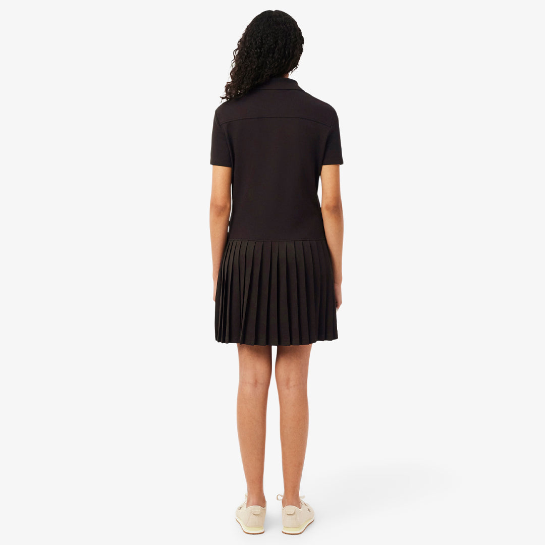 Lacoste Women's Stretch Pique Pleated Polo Dress - Brown