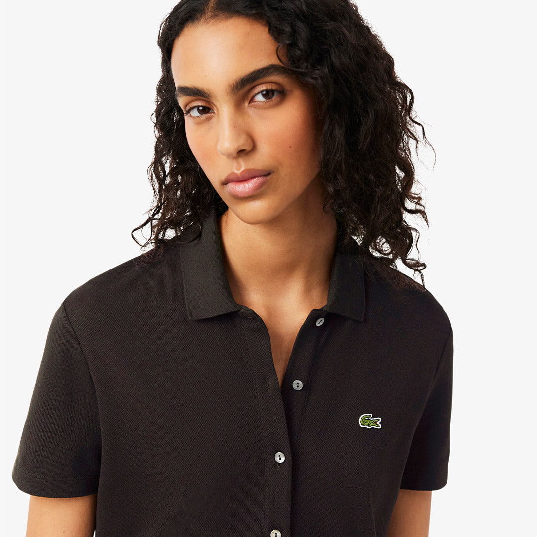 Lacoste Women's Stretch Pique Pleated Polo Dress - Brown