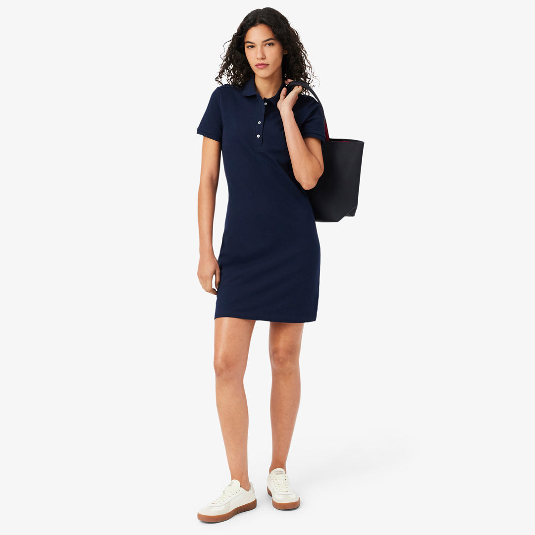 Lacoste Women's Stretch Mini Pique Polo Dress - Navy Blue