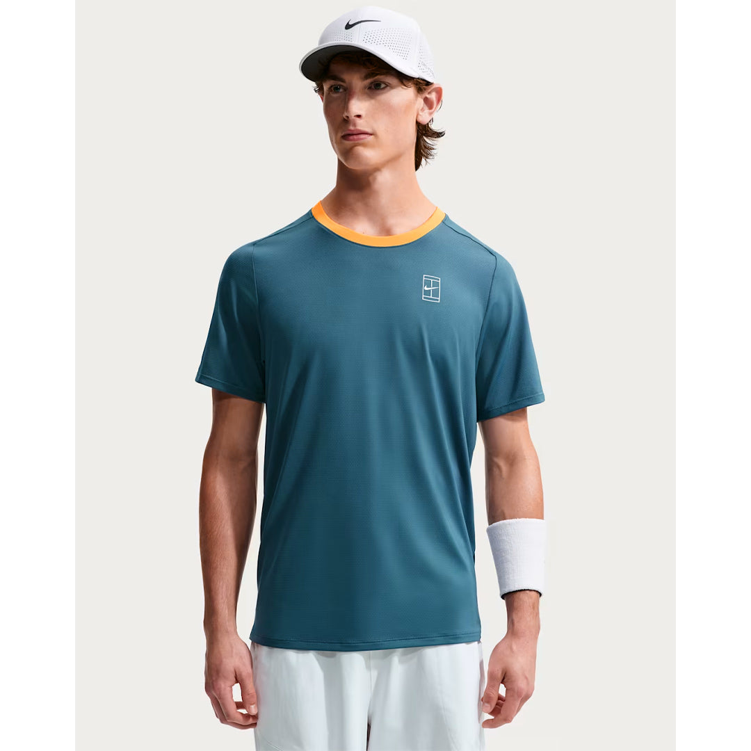 Nike Men's Advantage Court Tee - New Slate/Laser Orange
