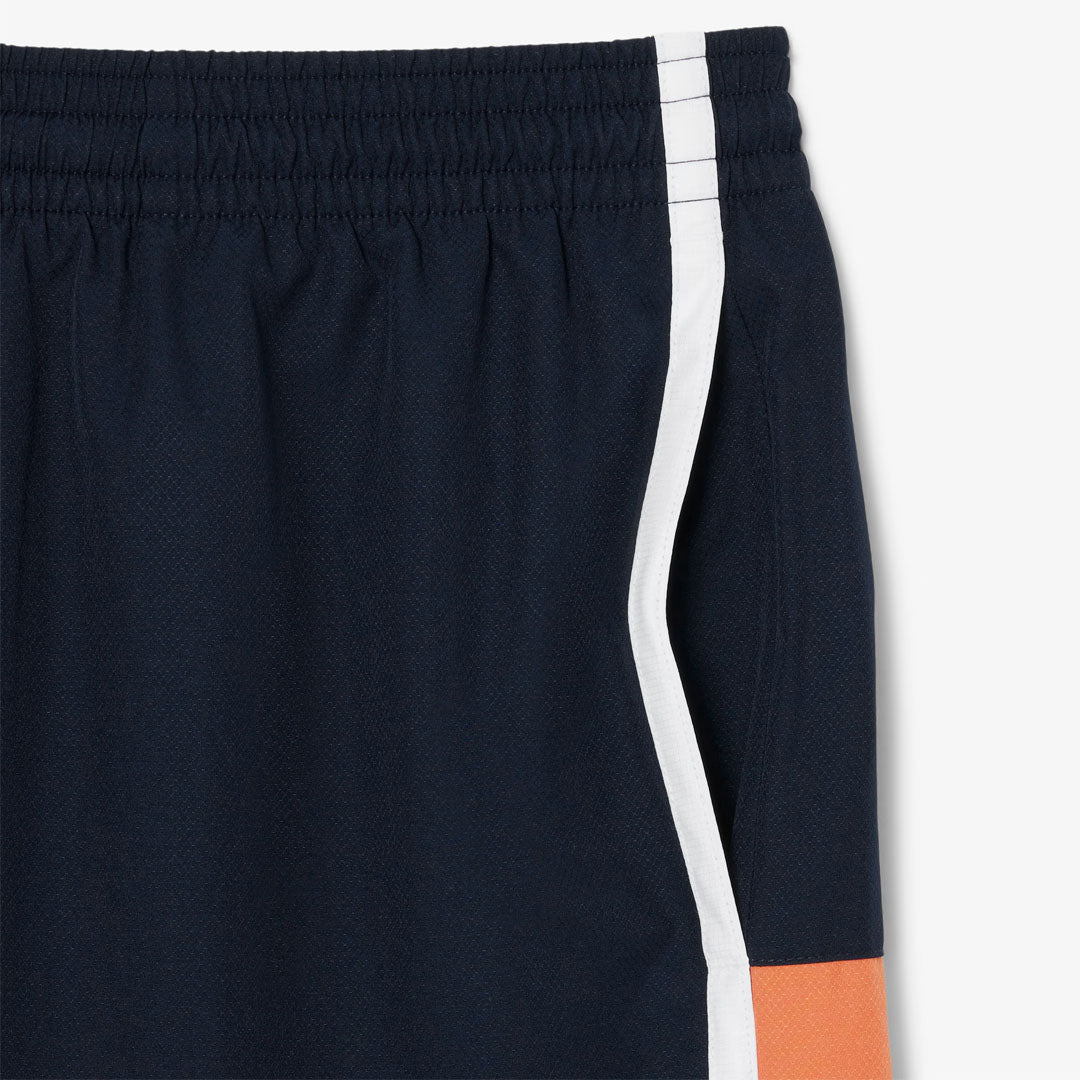 Lacoste Men's Colourblock Striped Short - Navy Blue/Orange