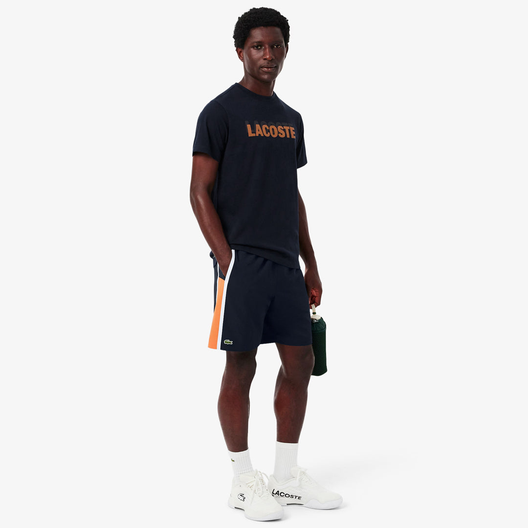 Lacoste Men's Colourblock Striped Short - Navy Blue/Orange