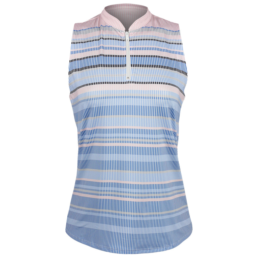 Lucky In Love Women's Linen Nouveau Zip Tank - Periwinkle