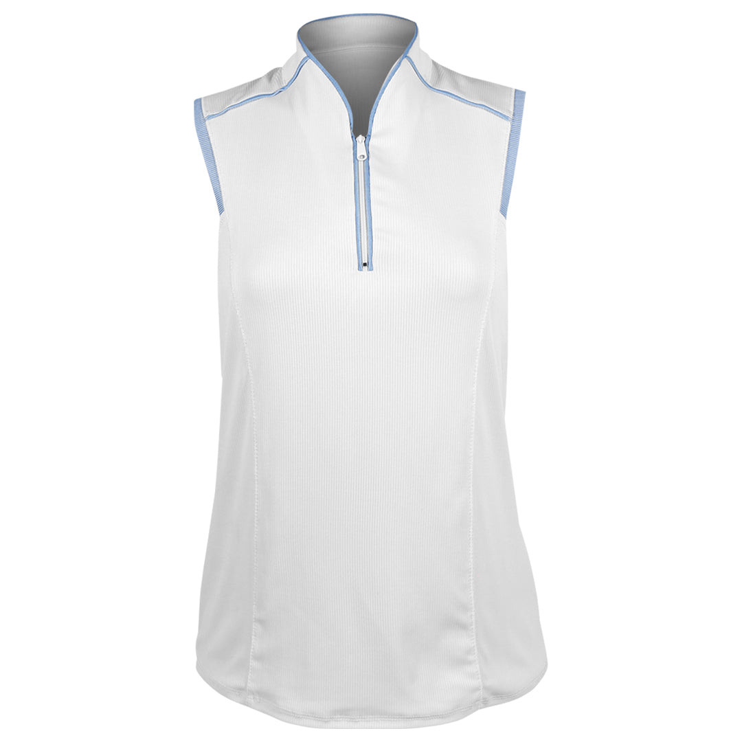 Lucky In Love Women's Mandarin Collar Sleeveless Top - White