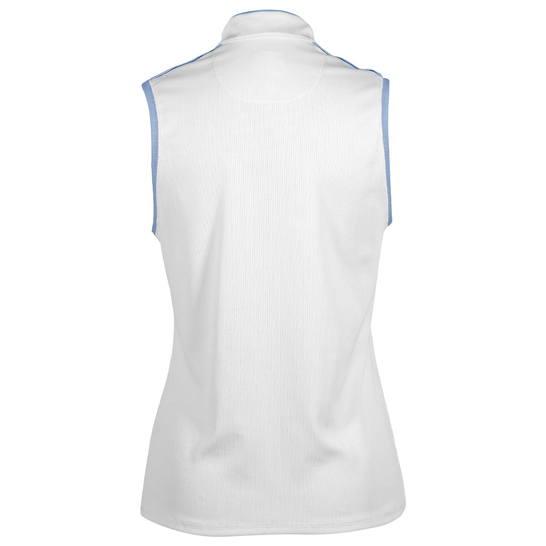 Lucky In Love Women's Mandarin Collar Sleeveless Top - White