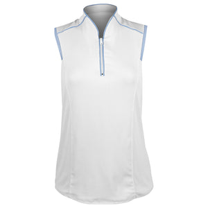Lucky In Love Women's Mandarin Collar Sleeveless Top - White
