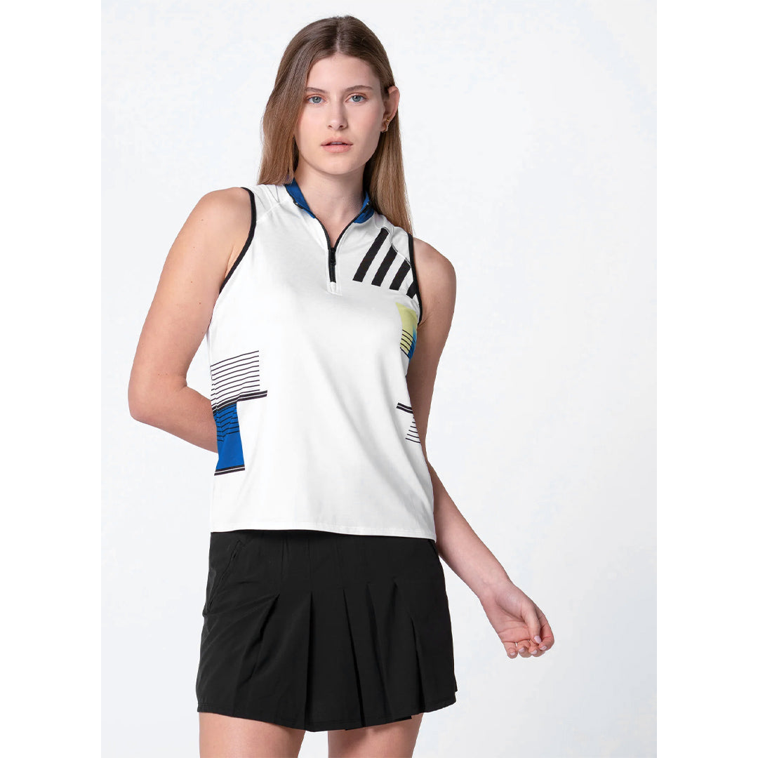 Lucky In Love Women's Stripe It Up Zip Tank - White/Multi