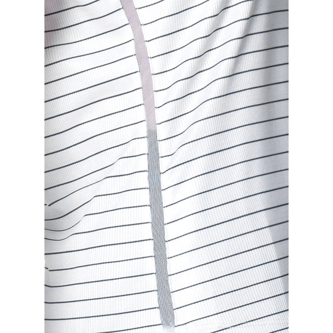 Lucky In Love Women's Pinstripe Zip Sleeveless Polo - White/Black