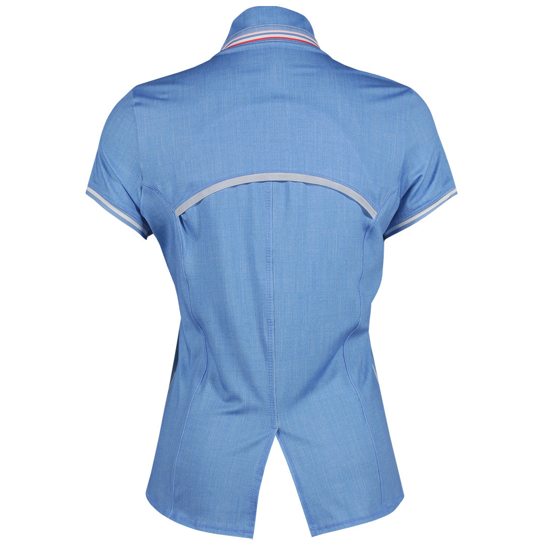 Lucky In Love Women's Linen Play Notch Collar Tee - Periwinkle