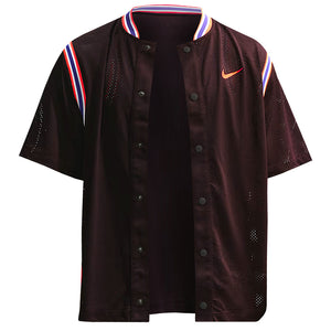 Nike Men's Slam New York Button Up Top - Burgundy Ash/Bright Crimson