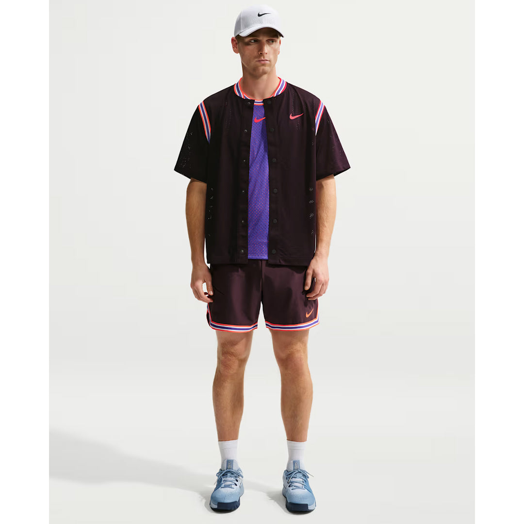 Nike Men's Slam New York Button Up Top - Burgundy Ash/Bright Crimson
