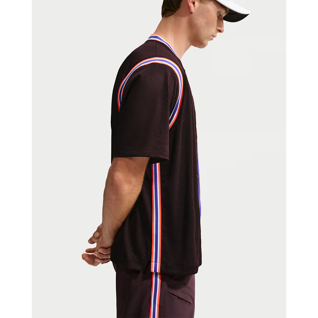 Nike Men's Slam New York Button Up Top - Burgundy Ash/Bright Crimson