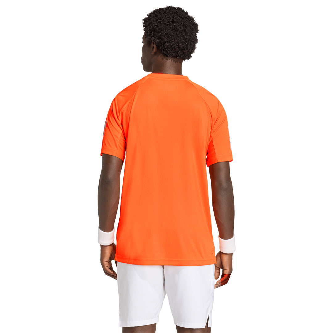adidas Men's Club 3 Stripe Tee - Pure Orange