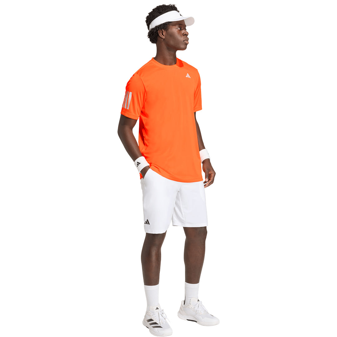 adidas Men's Club 3 Stripe Tee - Pure Orange