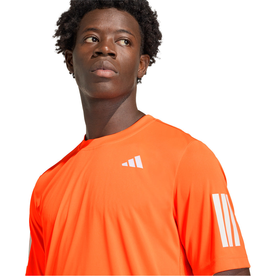 adidas Men's Club 3 Stripe Tee - Pure Orange