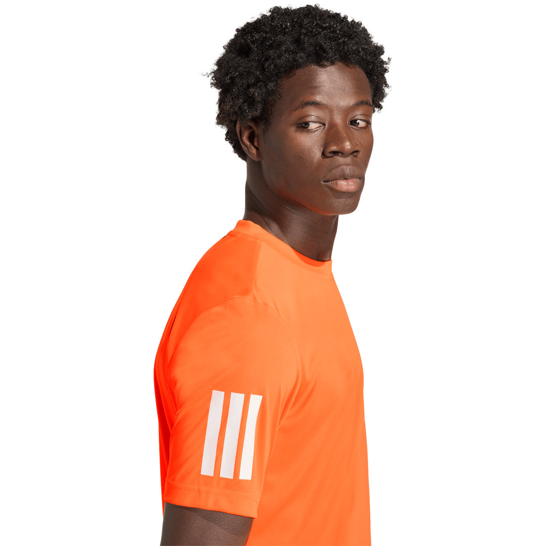 adidas Men's Club 3 Stripe Tee - Pure Orange