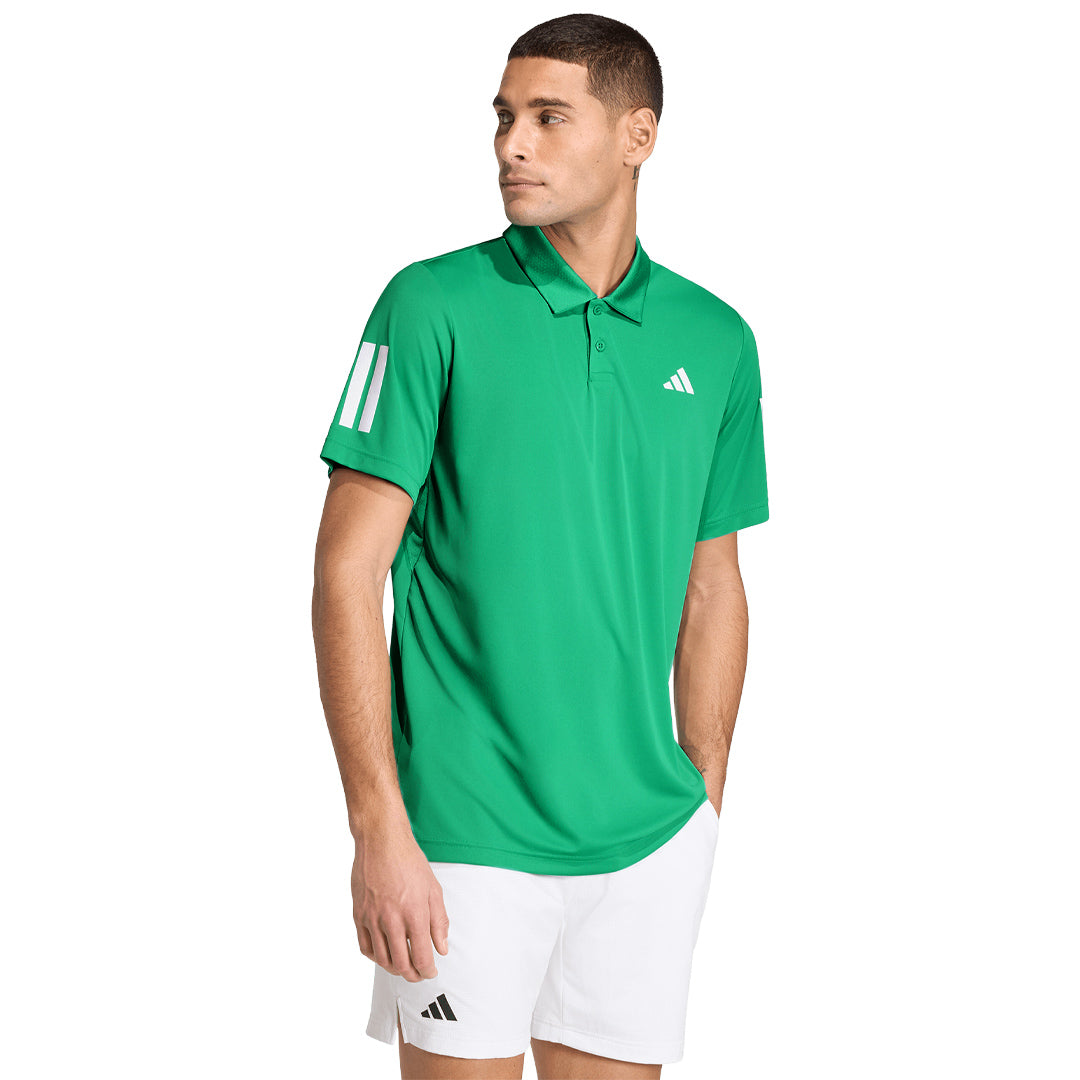 adidas Men's Club 3 Stripe Polo - Semi Court Green