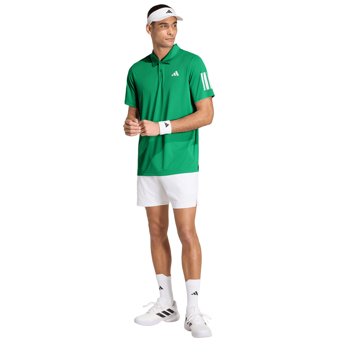 adidas Men's Club 3 Stripe Polo - Semi Court Green