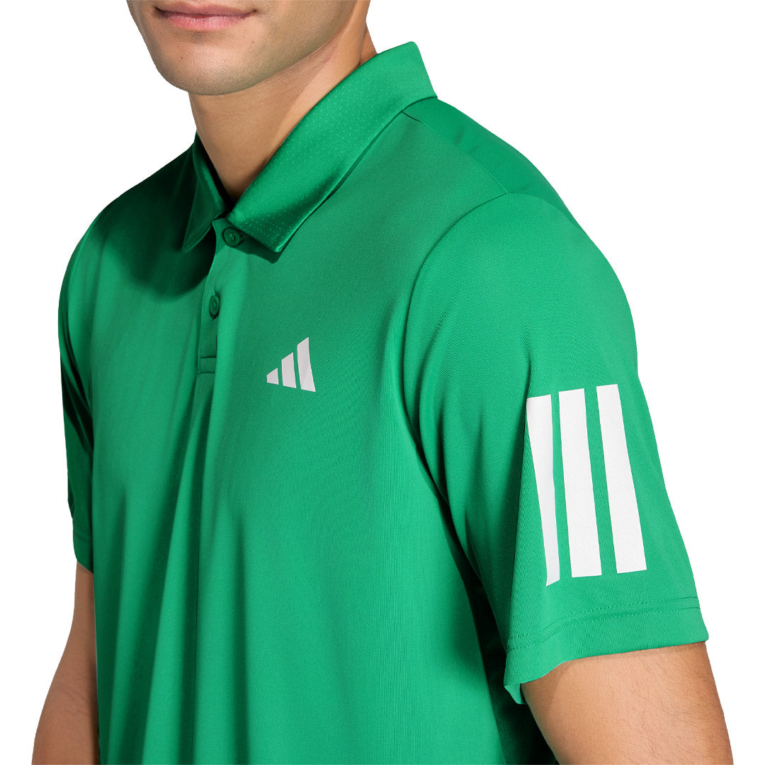 adidas Men's Club 3 Stripe Polo - Semi Court Green