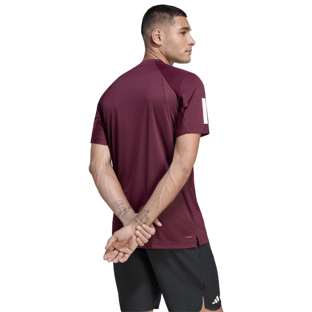 adidas Men's Club 3 Stripe Tee - Maroon